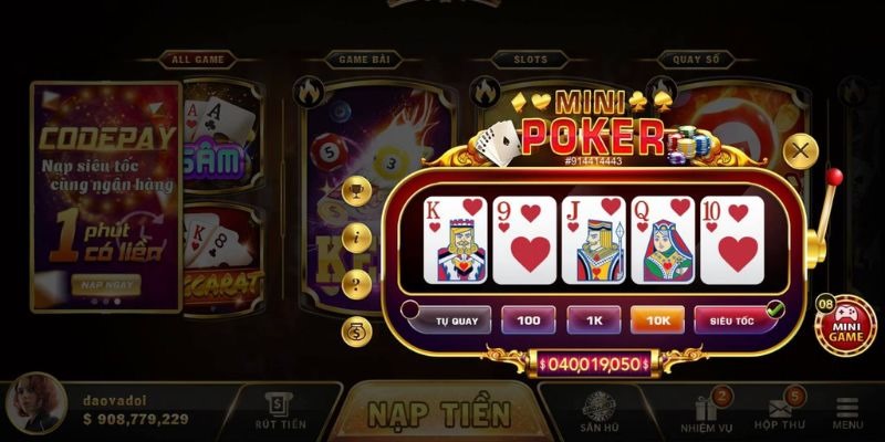 Chơi game Mini Poker đơn giản dành cho tân thủ
